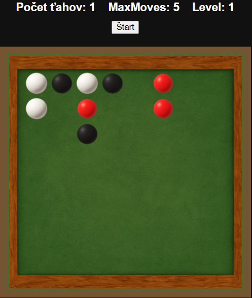 First move with a black ball — three colors